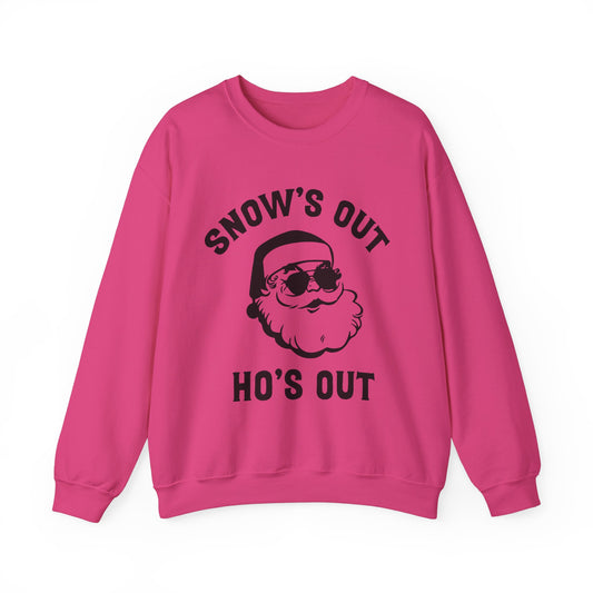 Snows out ho's out popular Cozy Warm Sweatshirt unisex sizing gift festive Christmas